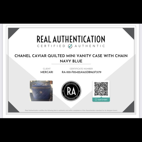 Chanel Caviar Quilted Mini Vanity Case With Chain Navy Blue - Picture 8 of 9